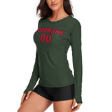 Custom Dark Green Red Women's Long-Sleeve Shirt