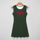 Custom Dark Green Red Cheerleader Dress