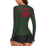 Custom Dark Green Red Women's Long-Sleeve Shirt