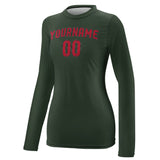 Custom Dark Green Red Women's Long-Sleeve Shirt