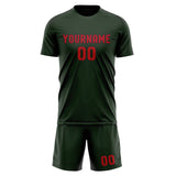 Custom Dark Green Red Soccer Jersey