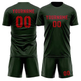 Custom Dark Green Red Soccer Jersey