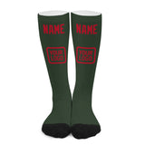 Custom Dark Green Red Knee-High Sock