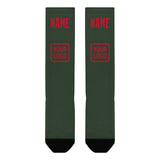Custom Dark Green Red Knee-High Sock