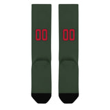 Custom Dark Green Red Knee-High Sock