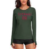 Custom Dark Green Crimson Red Women's Long-Sleeve Shirt