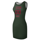 Custom Dark Green Crimson Red Sleeveless Vest Dress