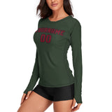 Custom Dark Green Crimson Red Women's Long-Sleeve Shirt