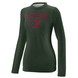 Custom Dark Green Crimson Red Women's Long-Sleeve Shirt