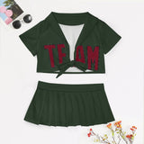 Custom Dark Green Crimson Red Cheerleading Uniform Set