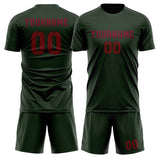 Custom Dark Green Crimson Red Soccer Jersey