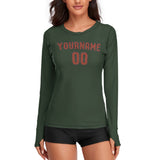 Custom Dark Green Coral Red Women's Long-Sleeve Shirt