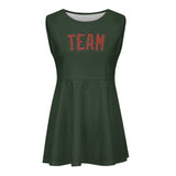 Custom Dark Green Coral Red Cheerleader Dress