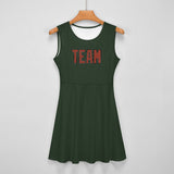 Custom Dark Green Coral Red Cheerleader Dress