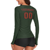 Custom Dark Green Coral Red Women's Long-Sleeve Shirt