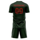 Custom Dark Green Coral Red Soccer Jersey