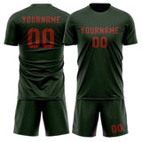 Custom Dark Green Coral Red Soccer Jersey