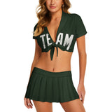 Custom Dark Green White Cheerleading Uniform Set