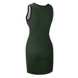 Custom Dark Green White Sleeveless Vest Dress