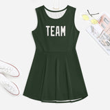Custom Dark Green White Cheerleader Dress