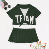 Custom Dark Green White Cheerleading Uniform Set