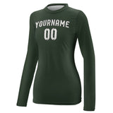 Custom Dark Green White Women's Long-Sleeve Shirt