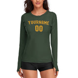 Custom Dark Green Yellow Women's Long-Sleeve Shirt