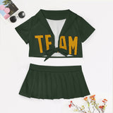 Custom Dark Green Yellow Cheerleading Uniform Set