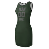 Custom Dark Green Dark Grey Sleeveless Vest Dress