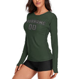 Custom Dark Green Dark Grey Women's Long-Sleeve Shirt