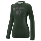 Custom Dark Green Dark Grey Women's Long-Sleeve Shirt