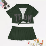 Custom Dark Green Dark Grey Cheerleading Uniform Set
