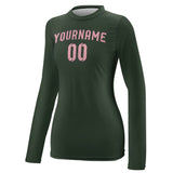 Custom Dark Green Light Pink Women's Long-Sleeve Shirt