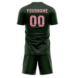 Custom Dark Green Light Pink Soccer Jersey