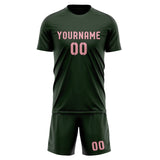Custom Dark Green Light Pink Soccer Jersey