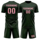 Custom Dark Green Light Pink Soccer Jersey