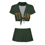 Custom Dark Green Khaki Cheerleading Uniform Set