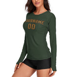 Custom Dark Green Khaki Women's Long-Sleeve Shirt