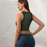 Custom Dark Green Khaki Sleeveless Tank Top