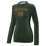 Custom Dark Green Khaki Women's Long-Sleeve Shirt
