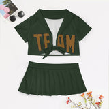 Custom Dark Green Khaki Cheerleading Uniform Set