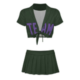 Custom Dark Green Light Purple Cheerleading Uniform Set