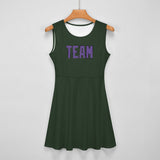Custom Dark Green Light Purple Cheerleader Dress