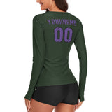 Custom Dark Green Light Purple Women's Long-Sleeve Shirt