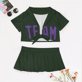 Custom Dark Green Light Purple Cheerleading Uniform Set