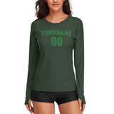 Custom Dark Green Emerald Green Women's Long-Sleeve Shirt