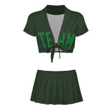 Custom Dark Green Emerald Green Cheerleading Uniform Set