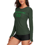Custom Dark Green Emerald Green Women's Long-Sleeve Shirt