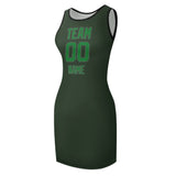 Custom Dark Green Emerald Green Sleeveless Vest Dress