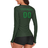 Custom Dark Green Emerald Green Women's Long-Sleeve Shirt